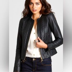 Women's Tory Burch Daphne Black  Leather Jacket EUC